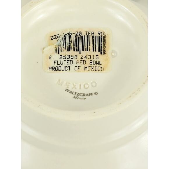 Pfaltzgraff Tea Rose Cereal Fruit Bowl 7" Fluted Pedestal Bowl 80's Stoneware x2 - Picture 14 of 16